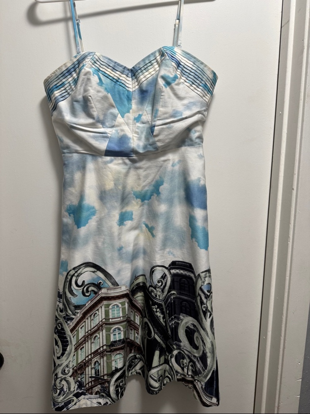 Strapless Blue & White Printed Sundress